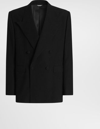 Dolce & Gabbana Sinatra Double-breasted Jacket In Wool Jacquard - Man Suits And Blazers Black 48