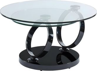 Vente-Unique Mesa de centro con tableros pivotantes JOLINE - Cristal templado y pie cromado negro