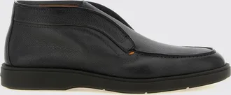 Santoni Grained Calfskin Leather Chukka Boots with Rubber Sole