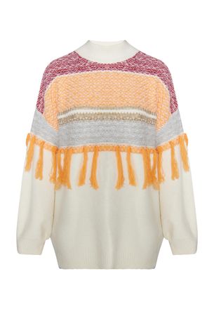 Izia Jumper Dames Wol Wit Oranje