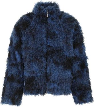 Alexander McQueen Blue Two-tone Eco Fur Coat