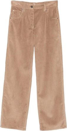 Brunello Cucinelli Rechte broek van corduroy - Dames - Broeken - Bruin - Maat: M Corduroy