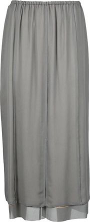 Alysi Lange Rok met Elastische Tailleband - Dames - Midirokken - Grijs - XS - Rokken