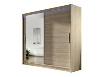 Mirjan24 Armario Closico Pallor Vi, Roble Sonoma, 215x180x58cm, Puertas De Armario: Correderas, N&uacute;mero De Estantes: 5, Led