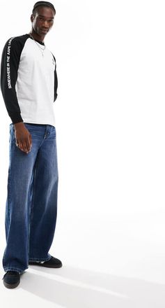 Aape By A Bathing Ape AAPE by A Bathing Ape raglan long sleeve T-shirt in white & black-Neutral