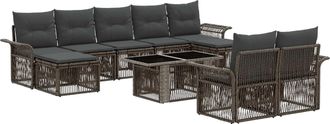 vidaXL Conjunto De Sof&aacute;s De Jard&iacute;n 10 Uds. Gris Y Gris Oscuro Vidaxl