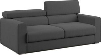 Divani.Store Dylan Sof&aacute; Con Pouf Extra&iacute;ble En Tejido Efecto Algod&oacute;n Impermeable 188 Cm Antracita