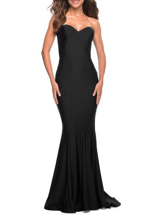 La Femme Chic Jersey Gown with Sweetheart Neckline in Black at Nordstrom, Size 10