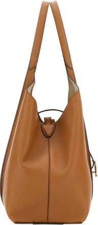 Tod's Womens T Tote Bag Buff Calfskin Shoulder