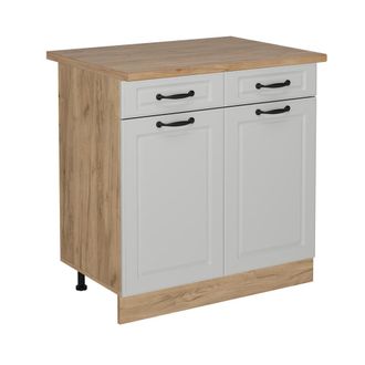 Vicco Mueble Bajo De Cocina R-line, Blanco Casa De Campo, 80 Cm, Et Roble