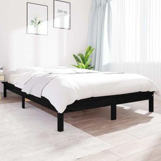 vidaXL Estructura De Cama De Madera Maciza De Pino Negro 200x200 Cm Vidaxl