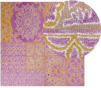 Beliani Rug AVANOS Pink 200 x 200 cm Wool