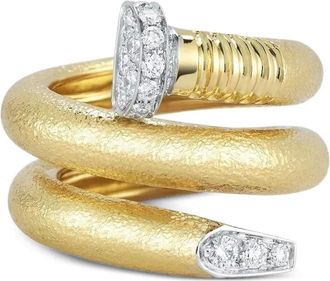 David Webb 18K yellow gold Hammered Nail diamond ring