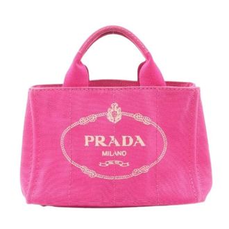 Prada Pre-owned Tote Bags, female, Pink, Size: ONE SIZE Pre-owned Canapa Canvas Handbag