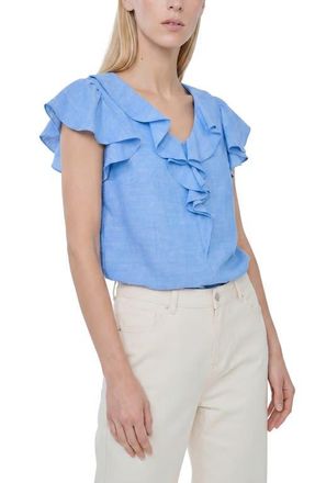 CeCe by Cynthia Steffe Ruffle Top in Classic Navy at Nordstrom, Size Xx-Large