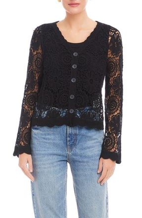 Fifteen Twenty Nelly Crochet Cardigan in Black at Nordstrom, Size Medium