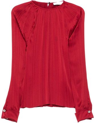 Lanvin Silk and Nylon Long-Sleeved Top with Ribbed Texture