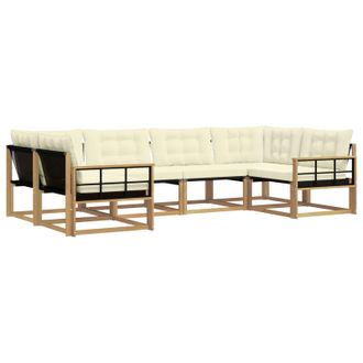 vidaXL Conjunto De Sof&aacute;s De Exterior Con Coj&iacute;n 6 Pcs Blanco Y Crema Vidaxl