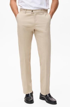 Mango Slim Fit Stretch Cotton Twill Pants in Ecru at Nordstrom, Size 31