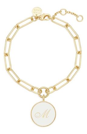 Brook & York Callie Initial Enamel Pendant Bracelet in Gold M at Nordstrom