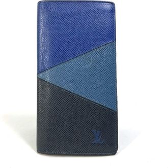 Louis Vuitton Taiga Blue Navy Taiga Leather Long Wallet (Bi-Fold) (Pre-Owned)