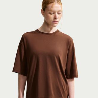 Nike Womens 24.7 ImpossiblySoft Light Dri-FIT Short-Sleeve T-Shirt in Brown | IQ9332-259