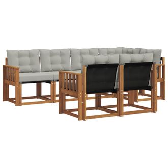 vidaXL Conjunto De Sof&aacute;s De Exterior 7 Pcs Gris Natural Y Claro Vidaxl