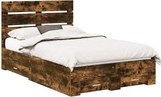 vidaXL Estructura De Cama Con Caj&oacute;n Roble Ahumado 120 X 190 Cm Vidaxl