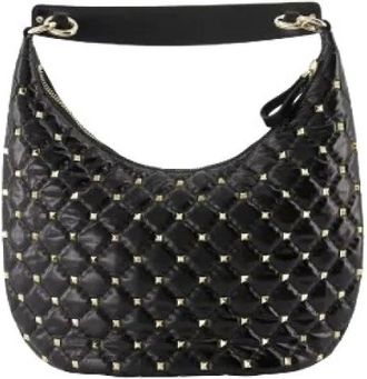 Valentino Pre-owned Shoulder Bags, female, Black, Size: ONE SIZE Pre-owned Rockstud Bow Double Zip Wristlet Clutch