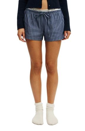 Cotton On Womens Cloud Soft Flannel Short in Gerry Stripe Steely Blue at Nordstrom, Size Xx-Small