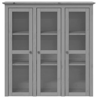 Berkfield Home Beautiful Cabinet with Glass Doors BODO Grey Solid Wood Pine