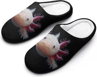 Generic Axolotl Cute Funny Mens Cotton Slippers Soft Non-Slip Rubber Sole House Slipper Indoor Outdoor