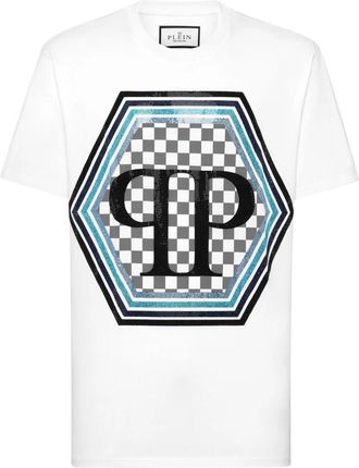Philipp Plein T-shirt Ronde Hals Hexagon - Heren - T-shirts - Wit - 3XL - Katoen - Tops