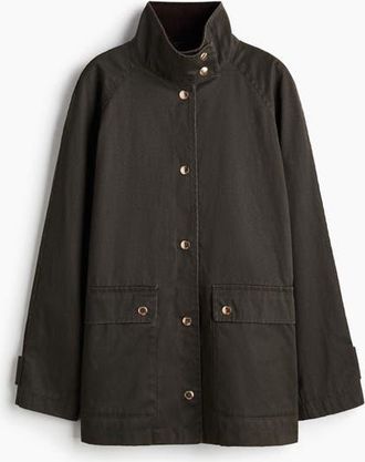 H&M Oversized Cargo Jacket in Dark Khaki Green at Nordstrom, Size Xx-Small