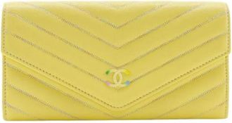 Chanel Pre-owned Vintage Portemonnee - Dames - Vintage Accessoires - Geel - ONE Size - Leer - Vintage