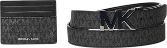 Michael Kors Signature Logo Card Case en Riem Cadeauset - Heren - Riemen - Zwart - ONE Size - Katoen - Accessoires