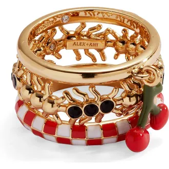 Alex and Ani Picnic Ring Stack in Red at Nordstrom, Size 7