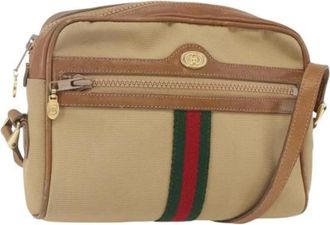 Gucci Pre-owned Cross Body Bags, female, Beige, Size: ONE SIZE Pre-owned Canvas Crossbody Bag