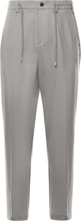 Eleventy Slim-fit broek - Heren - Slim Fit Broeken - Grijs - W34 - Leer - Broeken