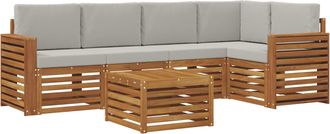 vidaXL Conjunto De Sof&aacute;s De Exterior 6 Uds. Gris Natural Y Claro Vidaxl