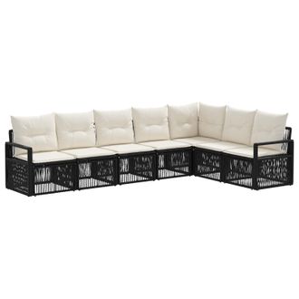 vidaXL Conjunto De Sof&aacute;s De Jard&iacute;n 7 Pcs Negro Rat&aacute;n Sint&eacute;tico Vidaxl