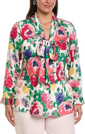 Tahari by ASL Plus Hammer Satin Blouse