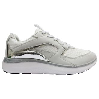 Vionic Delmar Adela Met Leather Textile Womens Low Top Trainers - White - Size:UK 4.5