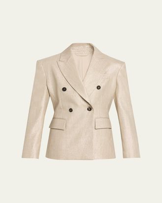 Brunello Cucinelli Bold Shoulder Double-Breasted Jacket