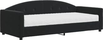 vidaXL Sof&aacute; Cama Con Colch&oacute;n Terciopelo Negro 90x200 Cm Vidaxl