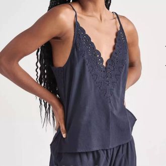 Splendid Taylor Eyelet Tank Top In Navy