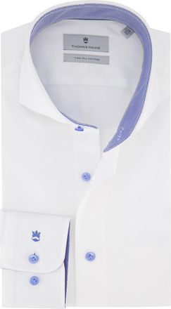 Thomas Maine two-ply overhemd wit katoen