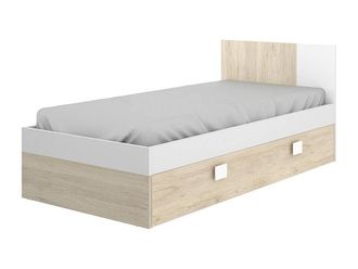 Vente-Unique Trundle Bed 2 X 90 X 190 Cm - Natural & White - SONIA in Light Oak | Size: Single