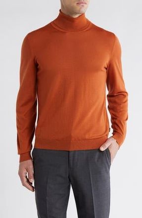 BOSS Musso Wool Turtleneck Sweater in Dark Orange at Nordstrom Rack, Size Large