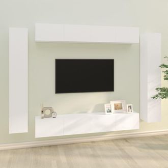 vidaXL Vidaxl - Set De Muebles Para Tv 8 Piezas Madera Contrachapada Blanco